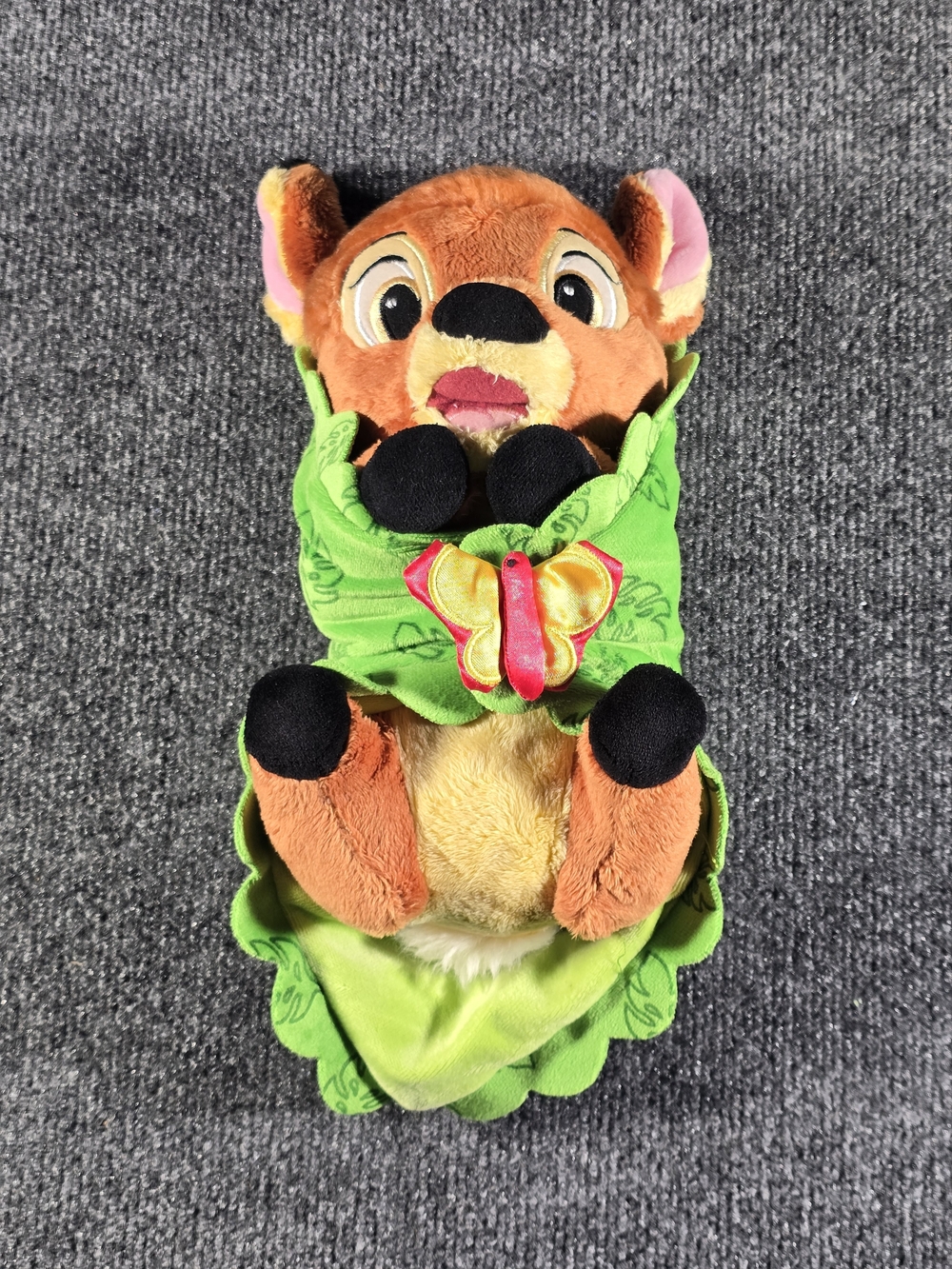 Disney Parks Disney Babies Bambi Plush 10" Green Leaf Butterfly Blanket
